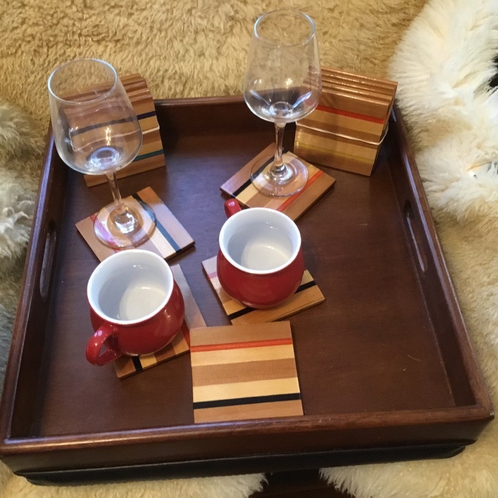 Multicolor Wooden Coaster Set - Picture 2 of 6
